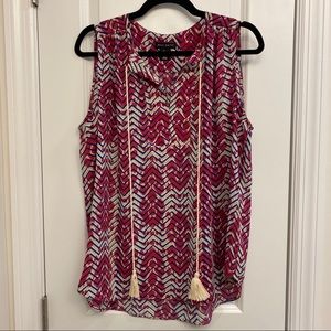 Sleeveless Work Blouse with Tassels